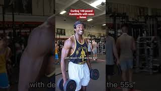 Curling 100 pound Dumbbells how to build big arms shorts [upl. by Madi]