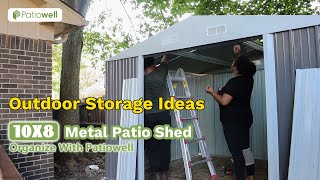 10x8 Metal Shed Organization Hacks  Clean With Patiowell [upl. by Eveline710]