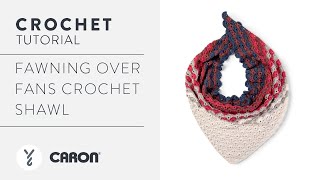 Crochet Fan Stitch Shawl With Caron x Pantone Bamboo Yarn  Triangle Scarf Pattern [upl. by Maffei]