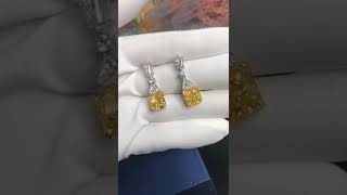 Yellow CZ Drop Earrings White Gold Plated 925 Cubic Zirconia Drop Earrings [upl. by Nymzaj]