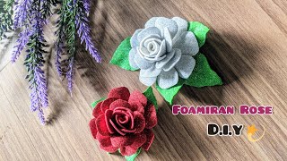 Lets make Foam sheet Rose with ME 😉  Easy Way to Make a Rose from glitter foam sheet rose diy [upl. by Ayikin]