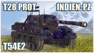 T28 Prototype T54E2 Shark amp IndienPanzer • WoT Blitz Gameplay [upl. by Merrielle]