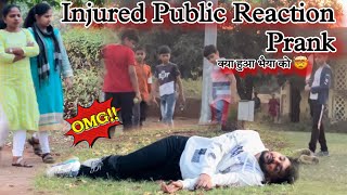 Injured public reaction prank 😂😂 epic reaction🤣 [upl. by Ydderf]