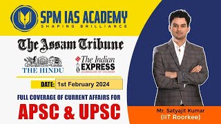 Newspaper Analysis  1st February 2024  SPM IAS Academy  APSC and UPSC Coaching [upl. by Brew188]