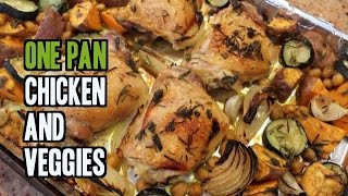 Crispy Chicken Thighs with Veggies  One Pan Meal [upl. by Evanthe797]