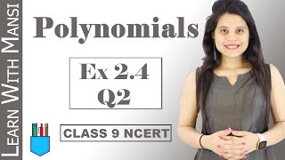 Class 9 Maths  Chapter 2  Exercise 24 Q2  Polynomials  NCERT [upl. by Anileda]