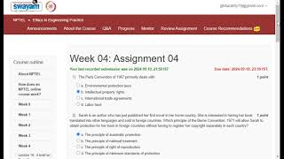 NPTEL 2024 ETHICS IN ENGINEERING PRACTICE WEEK 4 SOLUTION [upl. by Columba]