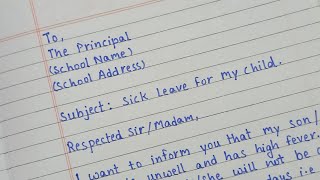 Sick leave application  Application for sick leave to principal  Application for sick leave [upl. by Kenaz]