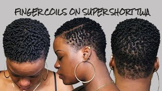 Finger Coils On Super Short 4C TWA Tutorial [upl. by Latimore]