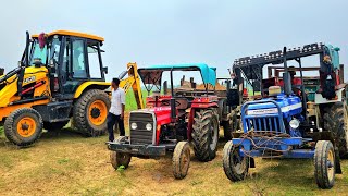 Jcb 3DX Excellence Backhoe Machine Loading Mud In Farmtrac and Massey Tractor with Trolley Jcb Wala [upl. by Seabrooke964]