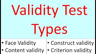 Validity  Validity Test  Face Validity  Content Validity  Construct Validity Criterion Validity [upl. by Stafani329]