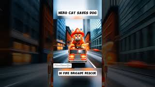 Hero Cat Saves Dog in Fire Brigade Rescue ytshort shortsviral [upl. by Good]