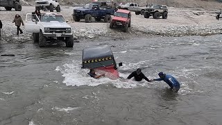 Crazy River Crossing Red Jeep goes for a swim at Azusa Canyon OHV 6142023 [upl. by Neve619]