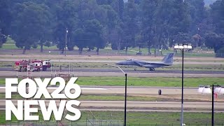 California Air National Guard pilot makes emergency landing in Fresno [upl. by Yenduhc]