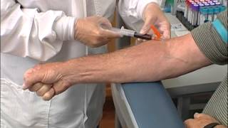 How to perform a venipuncture using a syringe [upl. by Dav]