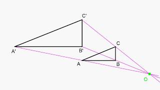 Como hallar el centro de semejanza o de homotecia dadas dos figuras homotéticas o semejantes [upl. by Aleciram]