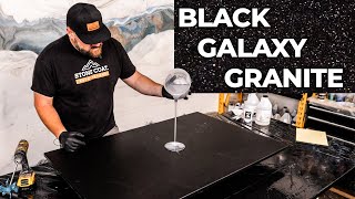 The EASIEST Countertop Design to Make  Black Galaxy Granite [upl. by Aleka]