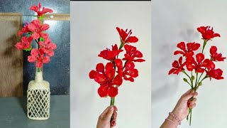 Beautiful Delonix regia Red Flower and Vase By Pipe Cleaners Tutorial Part1 pipecleaners [upl. by Tnaryb]