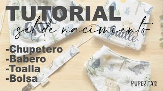 TUTORIAL SET DE NACIMIENTO BEBÉ TOALLA BOLSA CHUPETERO Y BANDANA [upl. by Chappelka]