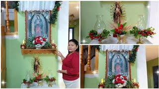 Altar de la virgen de Guadalupe decoración para celebrar el 12 de diciembre católica mexicana [upl. by Nayrda]