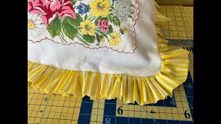 MEASURING AND ADDING RUFFLES TO MY HANKIE CUSHION [upl. by Nylde166]