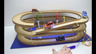 How to Make Amazing Hydraulic Powered Magic track with magic cars from Cardboard [upl. by Hertz506]