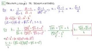 Racionalização de denominadores por meio de produtos notáveis [upl. by Broder]