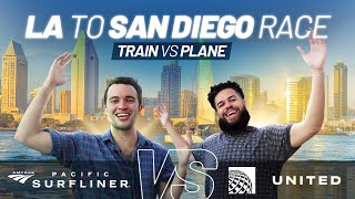 Racing from LA to San Diego  Amtraks Pacific Surfliner vs United [upl. by Eliam]