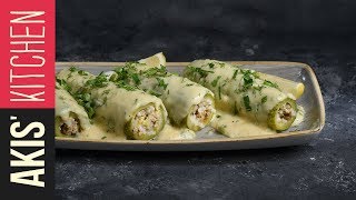 Greek stuffed zucchini in egg lemon sauce  Akis Petretzikis [upl. by Yniatirb724]