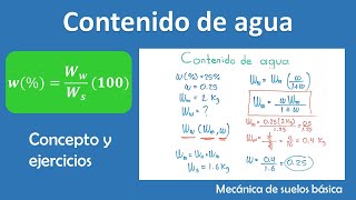 Contenido de agua concepto y ejercicios  Mecánica de suelos básica [upl. by Atinal]