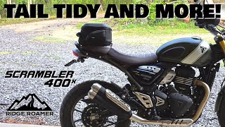 Scrambler 400X Initial Mods  Tail Tidy Tail Bag Storage Warning Sticker Removal  First Changes [upl. by Nyliac]