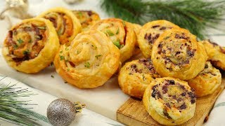 3 Puff Pastry Pinwheel Recipes  Holiday Appetizers [upl. by Ikairik]