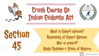 Section 45 of Indian Evidence Act 1872  Opinion oF Experts [upl. by Jariah48]