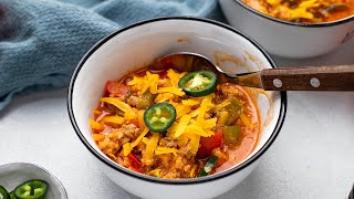 LowCarb Turkey Jalapeno Chili Easy Keto Recipe [upl. by Aremahs523]