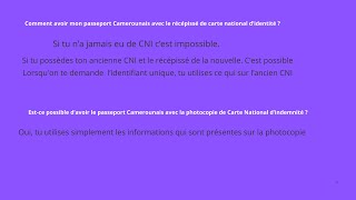 comment avoir le passeport Camerounais avec le récépissé de la carte nationale didentité New 2024 [upl. by Rocray]