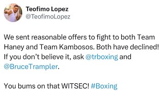 BREAKING NEWS Teo Lopez claims Team Haney REJECTED fight offer  DETAILS  SouthernTea SKH [upl. by Robenia]