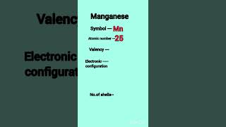 Manganese valency electronic configuration valence electrons shorts chemistry [upl. by Rhoda]