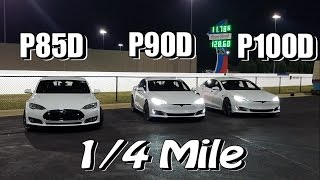 Tesla P100D 14 Mile vs P90D amp P85D Ludicrous  NEW Racing Wheels [upl. by Reisinger187]