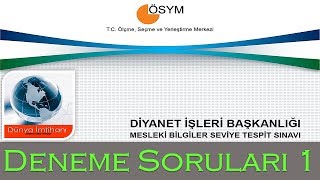 DİYANET İŞLERİ BAŞKANLIĞI  MBSTS  DENEME SORULARI 1 [upl. by Nilyram447]