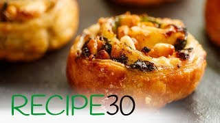 Puff pastry Pin wheels with Pine nuts Feta Cheese and Spinach [upl. by Filia]