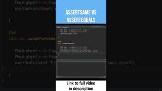 AssertSame vs AssertEquals in JUnit [upl. by Kenny]