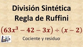 División sintética  Regla de Ruffini  Ejercicio 2  La Prof Lina M3 [upl. by Hurff]