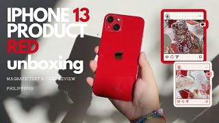 Iphone 13 Product Red Unboxing ♡  Accessories  Magsafe Case Compatibility Review  Philippines [upl. by Graner926]