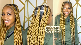 QTHEBRAIDER HOW TO Large Knotless Braids amp Beads thigh length [upl. by Enelia134]