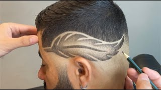 Corte de Cabelo Degrade masculino  Desenho de Pena 20  Técnicas Atualizadas [upl. by Xad]