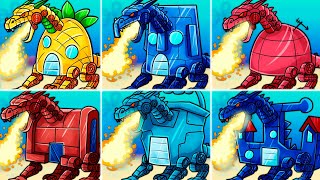 ALL SpongeBob TitansDragons Houses vs Zoonomaly Monsters [upl. by Annaj]