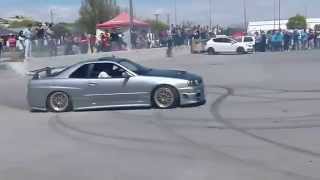 Nissan Skyline GT R R34 Drifting Burnout the ROAD [upl. by Llevram]