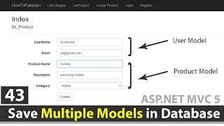 How to save multiple models in database in aspnet mvc  aspnet mvc tutorial  Class 43 [upl. by Rehpotsirk]