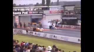 Amazing Save Jonny Lagg  Top Methanol Dragster Santa Pod European Finals 2015 [upl. by Nirag316]