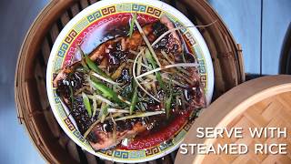 Steamed Salmon with Black Bean Sauce Ginger and Spring Onion [upl. by Olly]